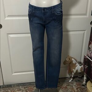 White House Black Market Dark Blue Embroidered Jeans